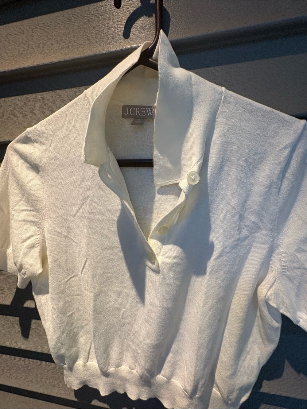 J. Crew White Short Sleeve Polo Top